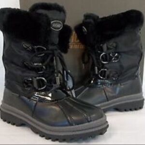 Khombu Black Winter & Rain Boots Faux Fur Perfect for Skiing or the mountains